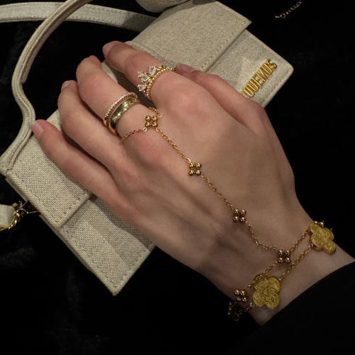 Mini Clover Hand Chain - Gold