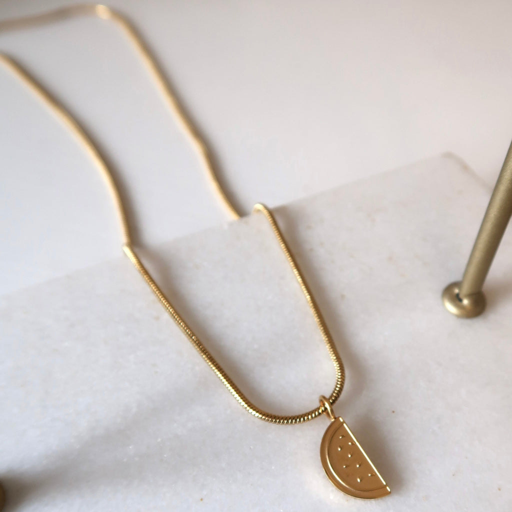 Watermelon Palestine Necklace - Gold