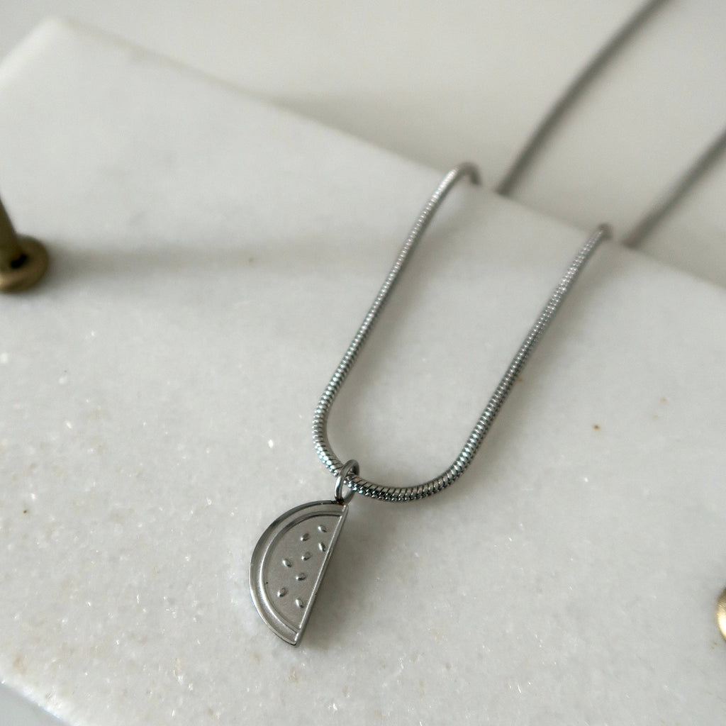 Watermelon Palestine Necklace - Silver