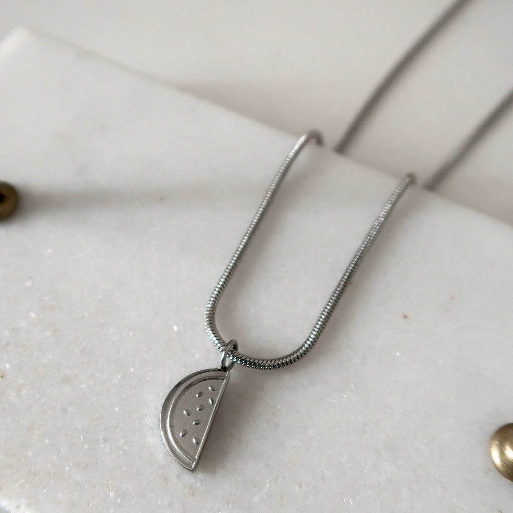Watermelon Palestine Necklace - Silver