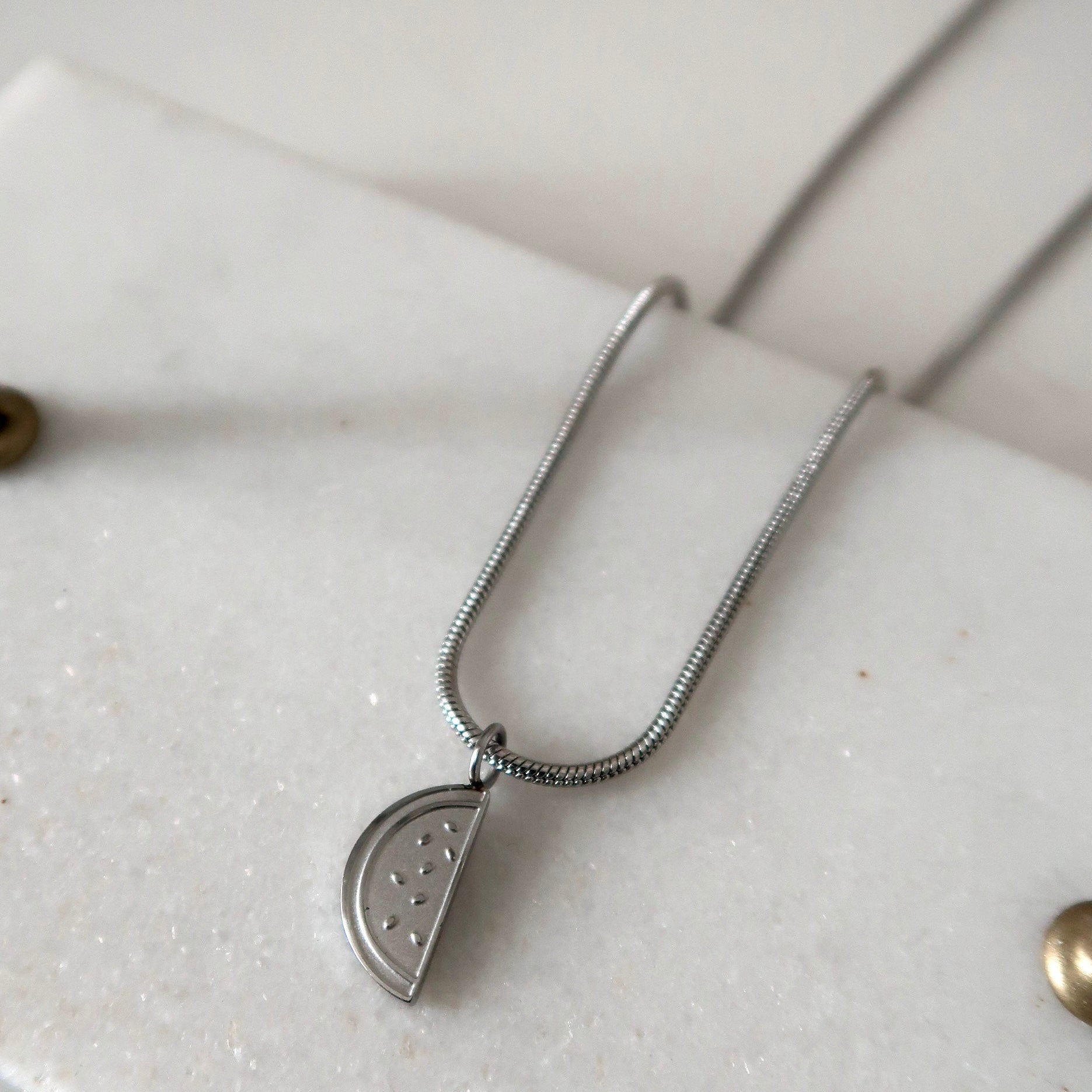 Watermelon Palestine Necklace - Silver