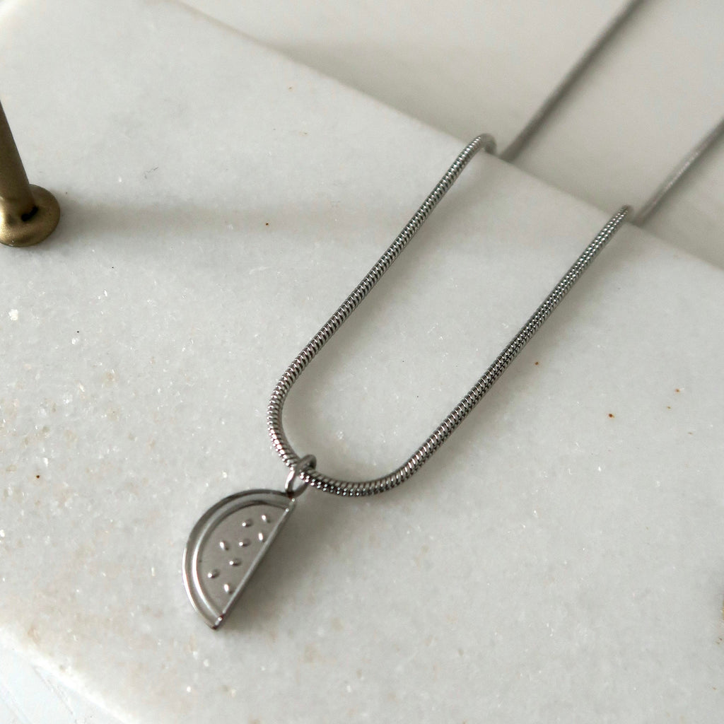 Watermelon Palestine Necklace - Silver