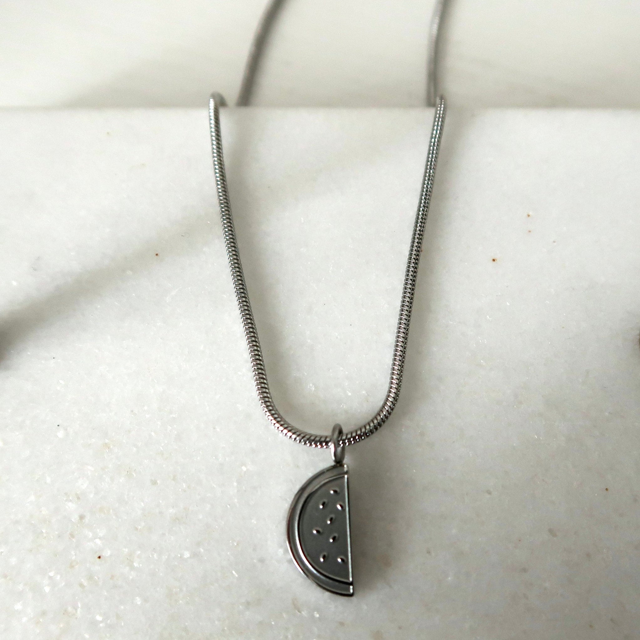 Watermelon Palestine Necklace - Silver