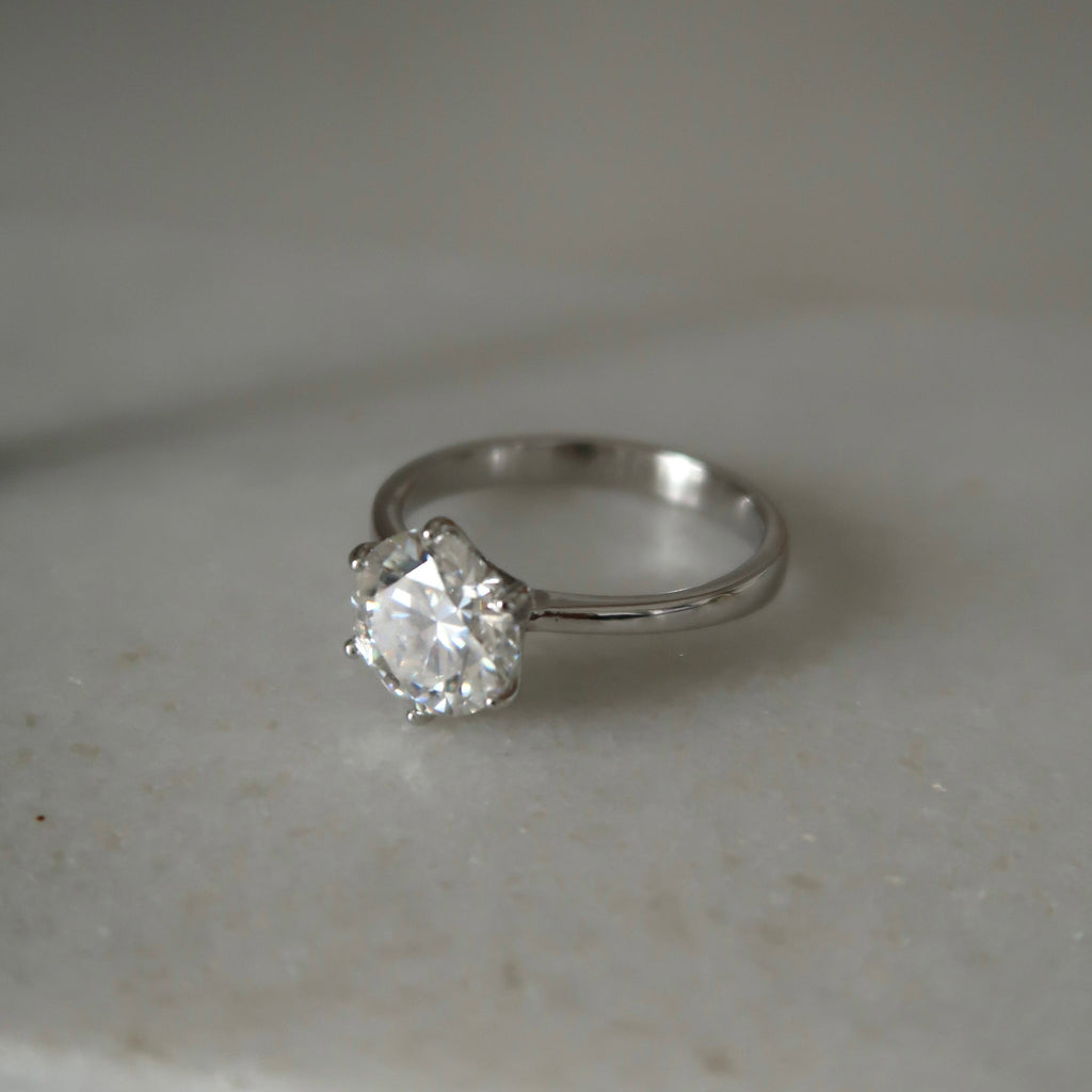 Classic Solitaire Moissanite Ring - Size 6