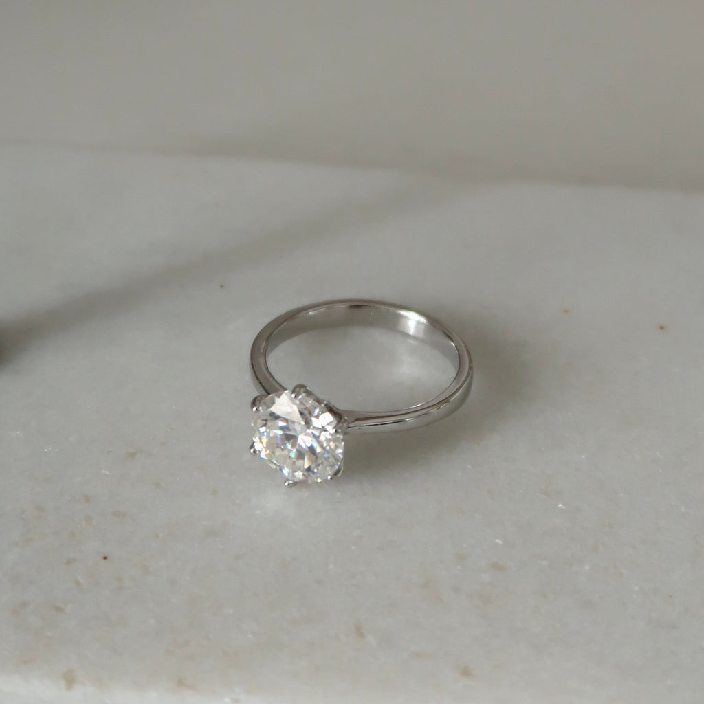 Classic Solitaire Moissanite Ring - Size 6
