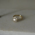 Gold Halo Moissanite Ring - Size 6